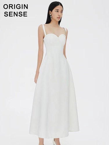 知觉之门高档A字大摆小白裙