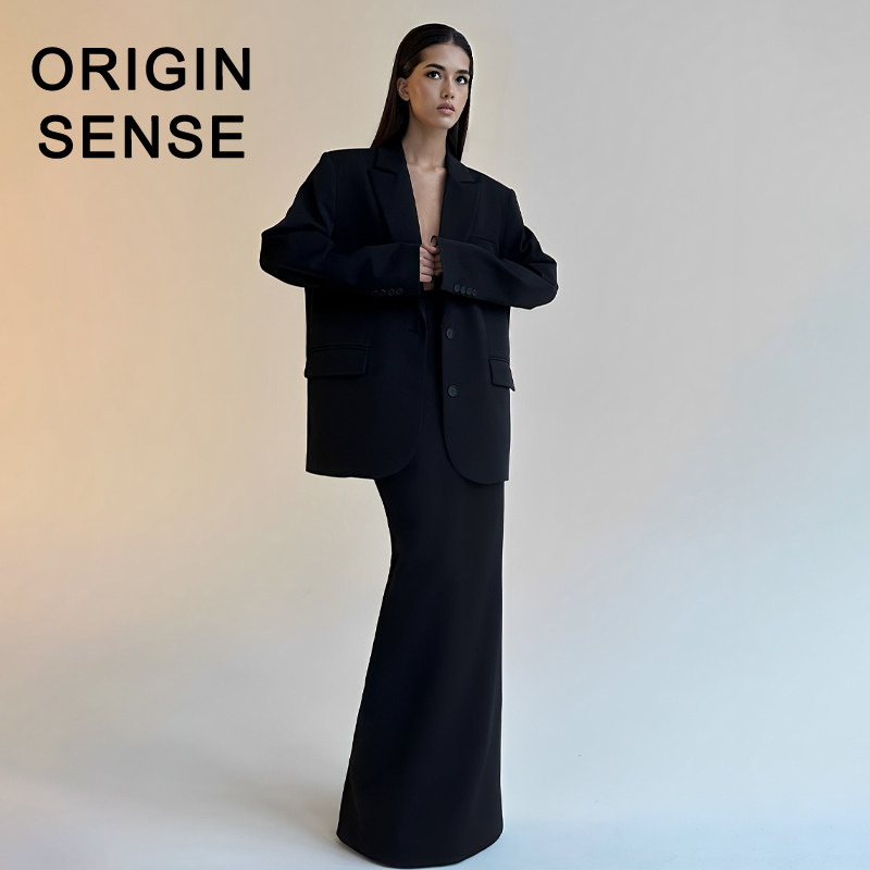 知觉之门新款时尚宽松套装女高级感名媛百搭西装外套半身裙两件套