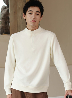 珂希卡839男士天丝羊毛中领单件上衣打底衫外穿卫衣半拉链套头