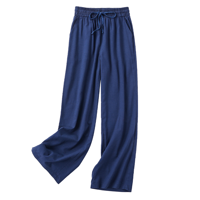 春夏新款棉麻阔腿裤薄款高腰宽松亚麻女装休闲长裤大码拖地高个