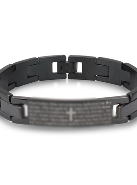 海外跨境Father in heaven新款帅霸逼男士情侣钛钢十字架手链百搭