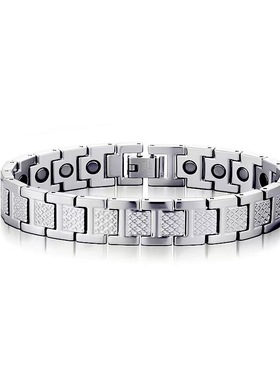 海外欧美情侣时尚钛钢大鳄手链男女磁石可拆卸手环个性百搭可调节