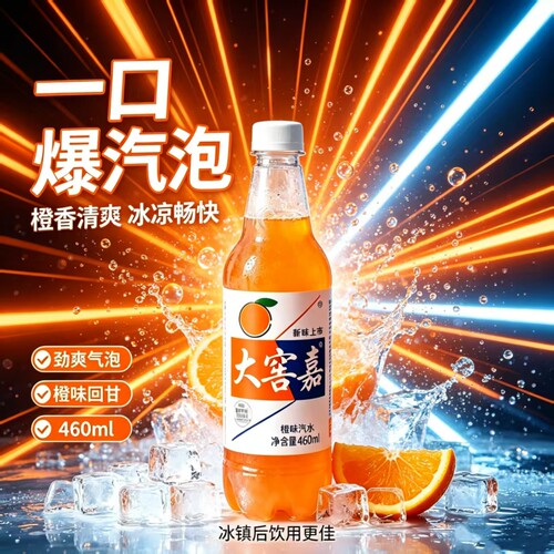 大窖嘉橙味香槟荔枝汽水460ml夏日解暑解馋露营碳酸饮料气泡水