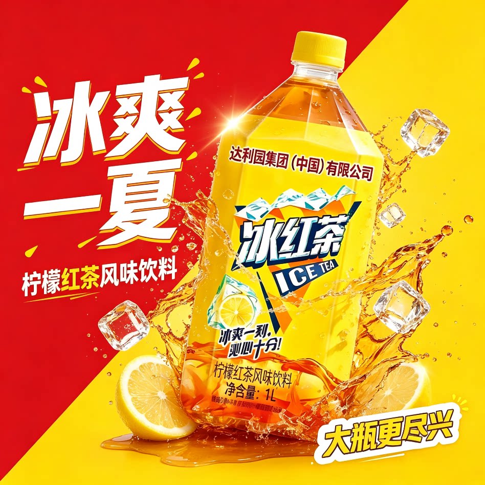 冰红茶瓶装1L大瓶批发柠檬味红茶清爽夏季果味茶饮料解腻餐饮解渴
