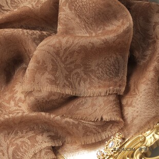 SUCHU素雏 意式老钱复古提花纯羊绒围巾高端植物纹样披肩外搭薄女