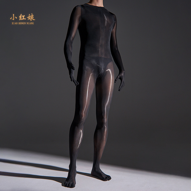 【912后脱】马油袜薄全身油亮紧身连体衣防勾丝连裤五指丝袜男款