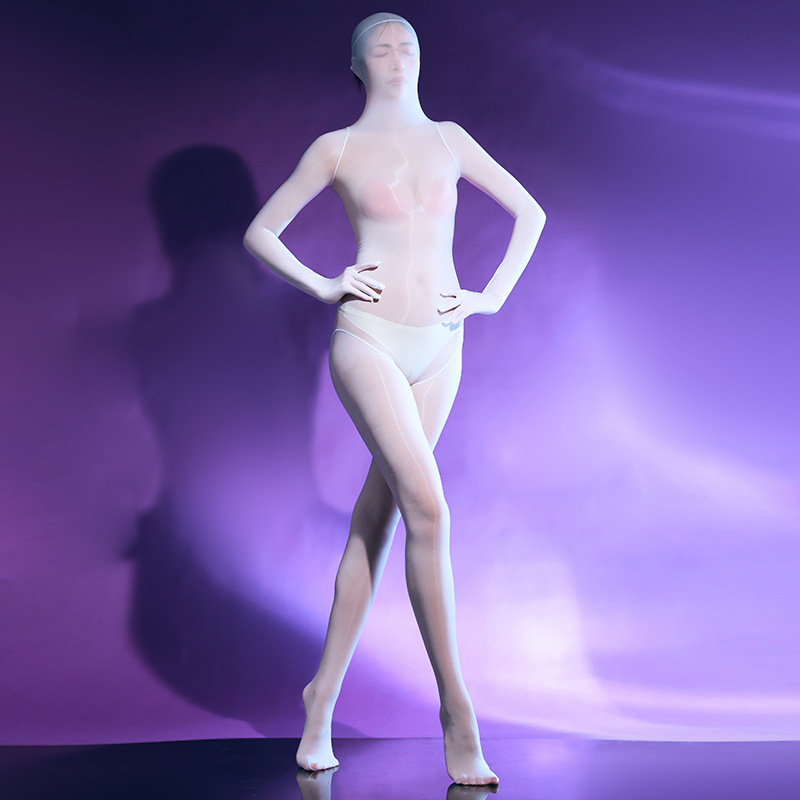 全包五指紧身衣油亮连体衣D胸缝腿缝高叉性感带jj男女同款