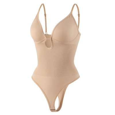 大码欧美外贸女士塑身深V 露背收腰紧身衣提臀塑身丁字连体衣