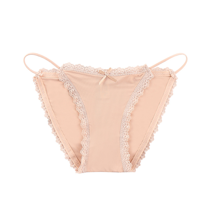 痕性感丁字裤冰丝蕾丝边内裤女士细带超薄速干透气低腰裤夏