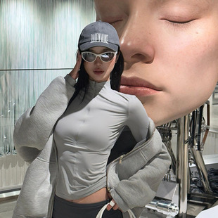 潮牌logo刺绣做旧深灰鸭舌帽男新款时尚街头潮人棒球帽子女显脸小