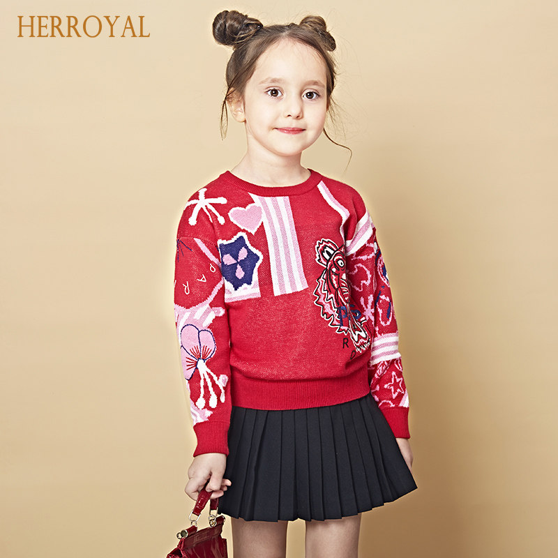 HERROYAL2021秋冬小童中大童女童刺绣套头含羊毛毛衣毛衫加厚亲子在类目 童装/婴儿装/亲子装, 毛衣/针织衫中 - 来自Buy2taobao.com提供专业的淘宝代购服务