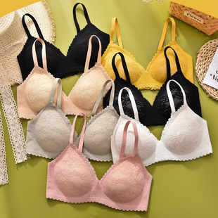 小胸内衣聚拢无痕乳胶薄款 性感女士内衣蕾丝透气无钢圈女生内衣