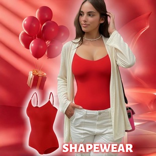 亚马逊大红色连体衣收腰收腹提臀美体束身连体衣圣诞节万圣节女士