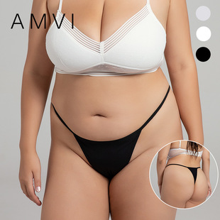 内裤 大码 双层棉档腰部细带痕t字裤 丁字裤 女 欧美性感一片式