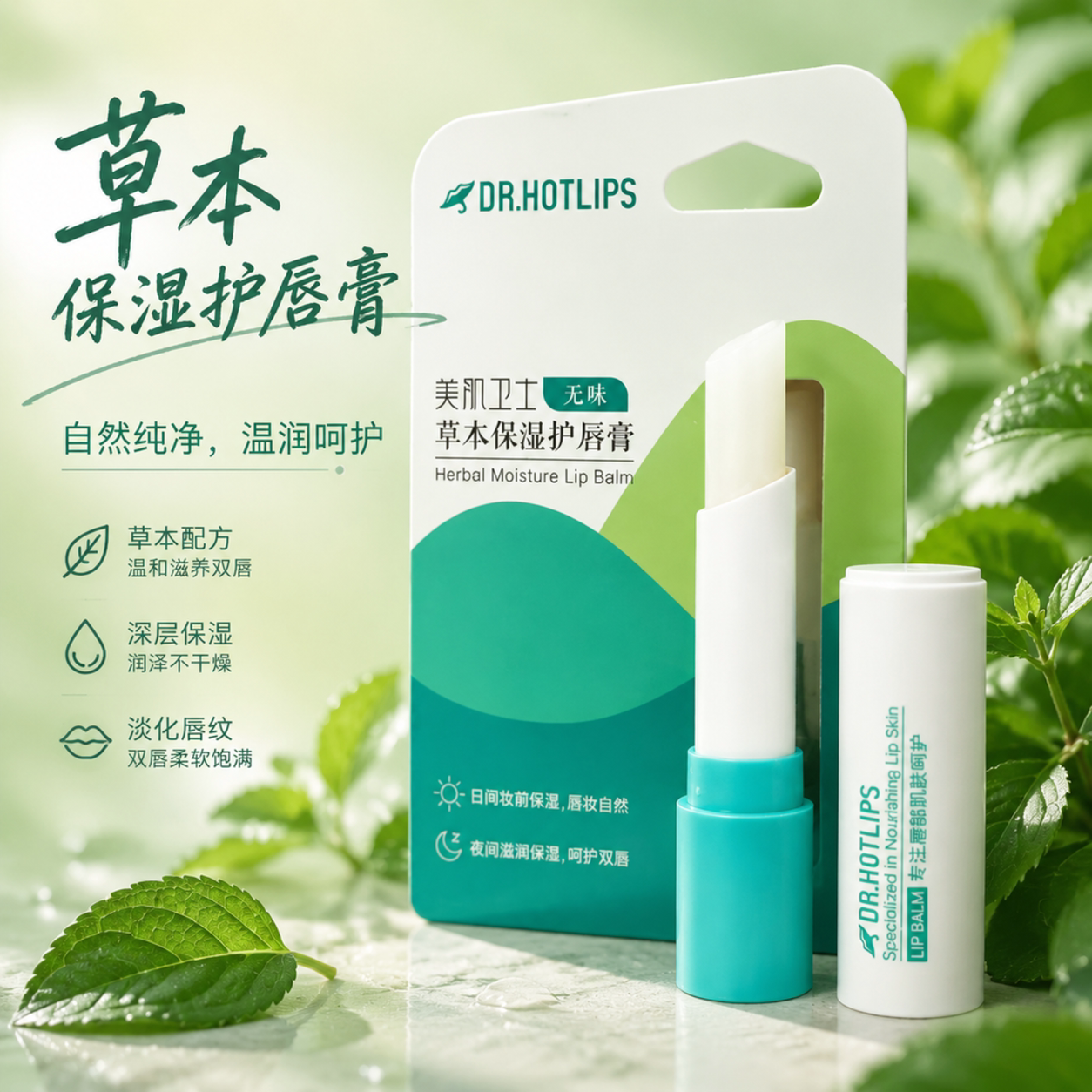 美肌卫士草本保湿润唇膏防干裂