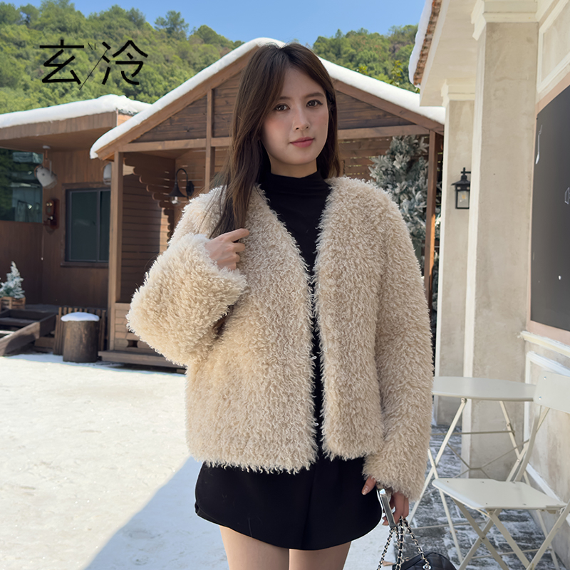 2025秋冬短款仿皮草外套新款时尚毛毛外套秋冬韩版气质环保皮草女