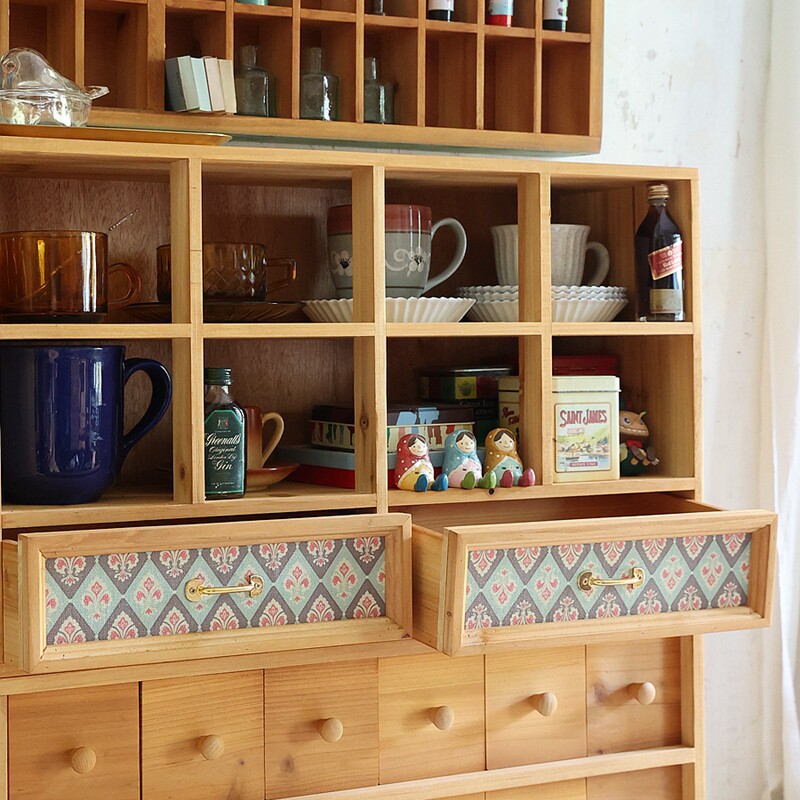 叁杉家居书桌复古文具收纳柜客厅桌面杯子茶具多宝格展示柜置物架