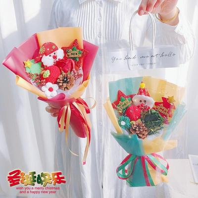 圣诞老人礼物苹果花束成品手工编织花朵送闺蜜女朋友儿童客户员工