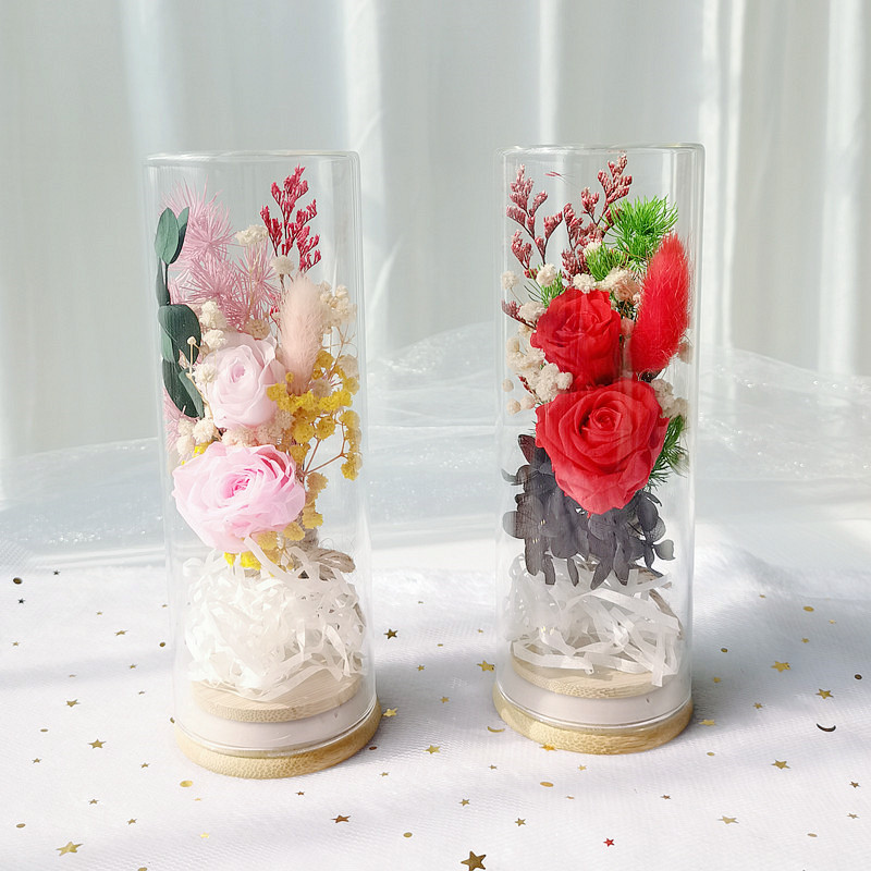 永生花玻璃罩摆件玫瑰真花新品