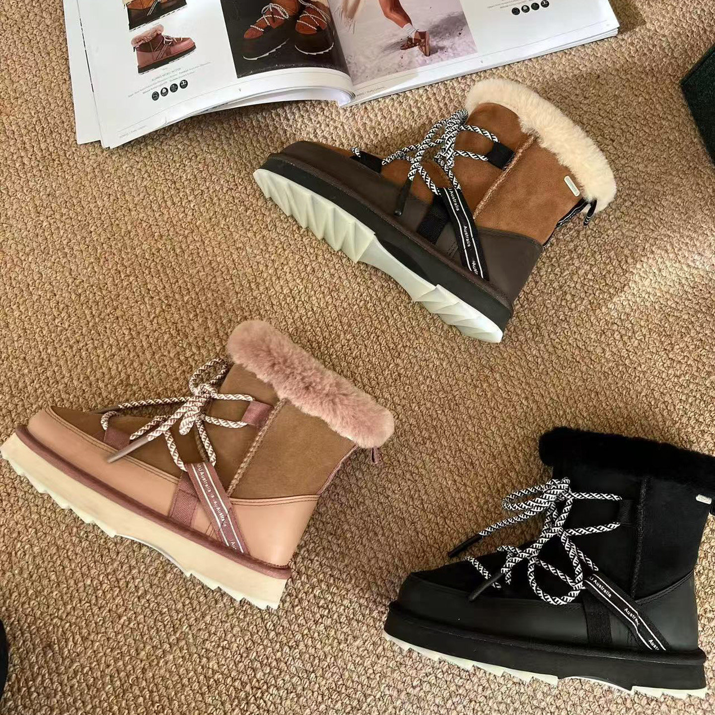 厚底雪地靴女冬季新款加绒保暖防滑防水短筒毛毛靴子百搭舒适棉鞋,女鞋,时尚雪地靴,淘宝优惠券,粉丝福利购,淘宝优惠卷