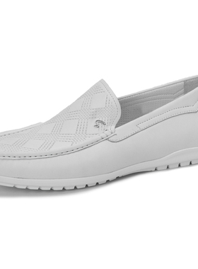 商场同款沙驰男鞋2023春季新款头层牛皮休闲皮鞋超轻底豆豆鞋白色