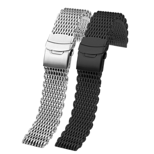 酷鲨编织网带表带适配精工罐头西铁城海鸥华为通用表链20 22 24mm