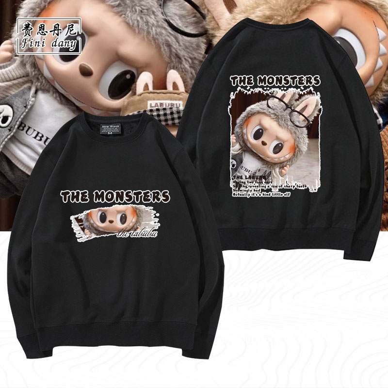 拉布布周边同款圆领卫衣毛绒公仔设计感涂鸦图案定制衣服