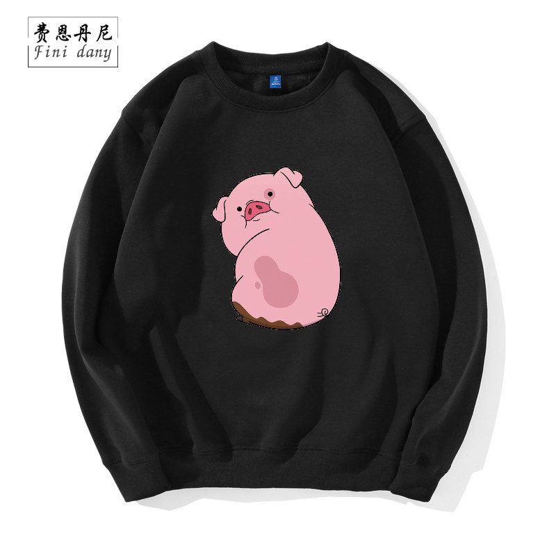 怪诞小镇waddles摇摇猪趣味卫衣男冬季宽松棉圆领卫衣学生