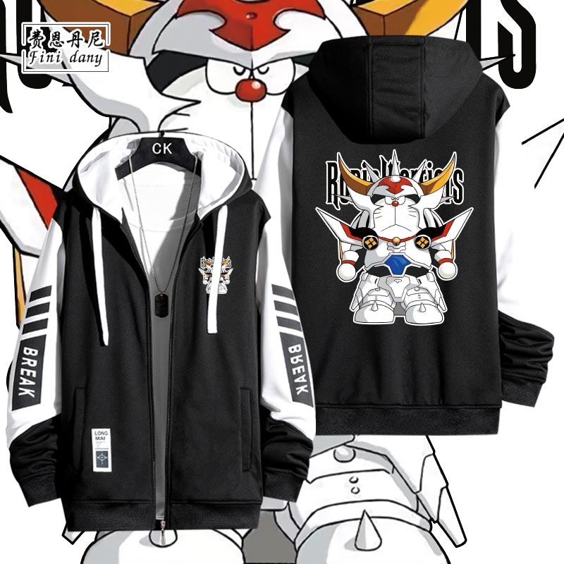 魔神坛斗士哆啦A梦联动漫连帽拉链开衫卫衣男宽松休闲穿搭印花潮