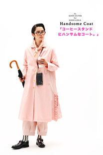 宝领A形褶边长款 进口色织匹马棉日系风衣元 外套 春款 WOKERKER