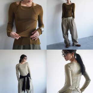 日系两色天丝羊毛打底背心套装 WOKERKER 春款