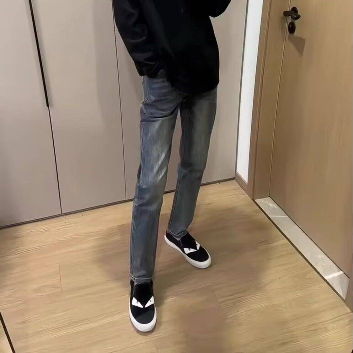 秋季新款后兜刺绣帆船直筒裤男网红同款潮流百搭休闲精神小脚长裤
