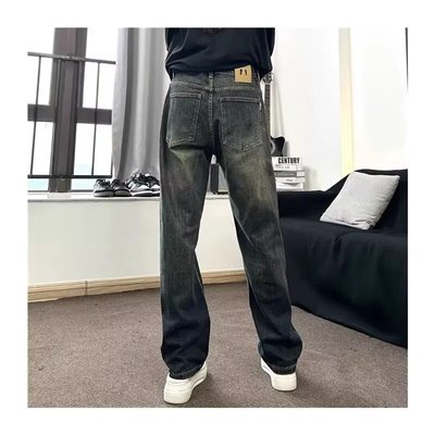 春夏美式复古日常做旧水洗休闲百搭牛仔裤男cleanfit风直筒长裤子