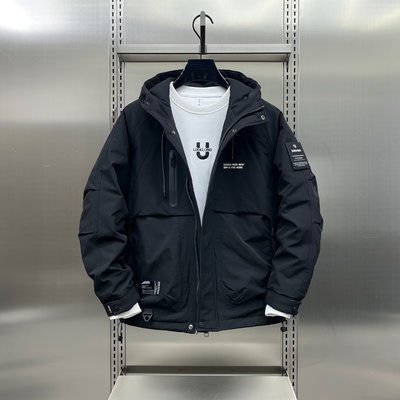 棉服外套男冬季新款2025流行时尚潮牌宽松连帽工装夹棉夹克冲锋衣