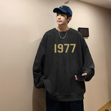 秋冬美式复古数字宽松男女鹿皮绒圆领卫衣外套A354W7819P48控68，男装卫衣，电商C408(原B339-1)
