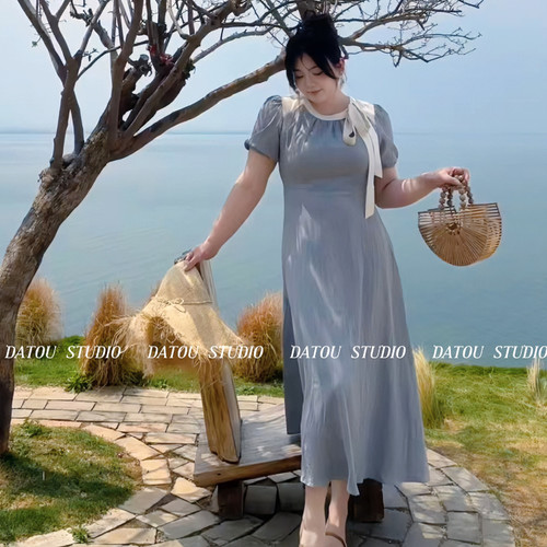 哒头.Studio【莱茵河】微胖大码显瘦法式优雅气质连衣裙