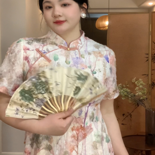 【爆款清清】哒头【画中游】微胖大码2024年新中式显瘦设计连衣裙