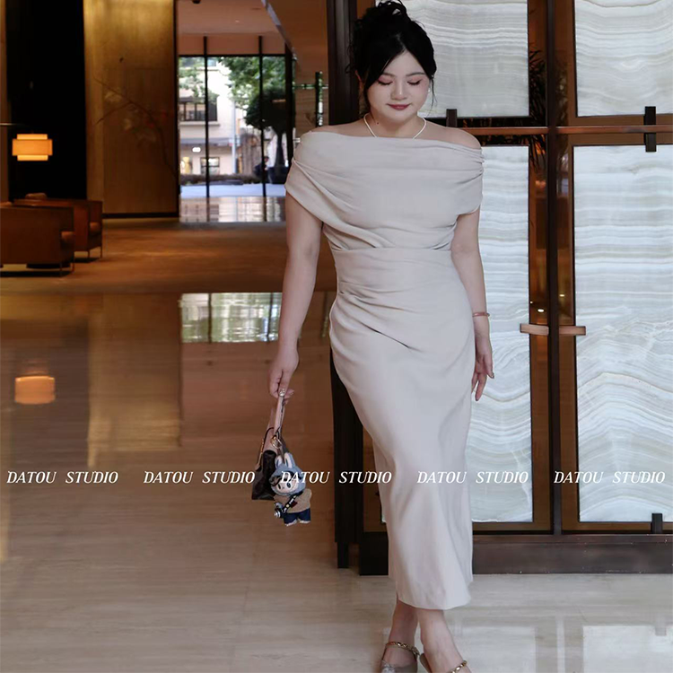 哒头.Studio【气质月光】微胖大码气质设计感高弹显瘦感连衣裙