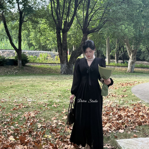 哒头·Studio【古早女主】微胖大码韩系温柔柔粉显白显瘦连衣裙