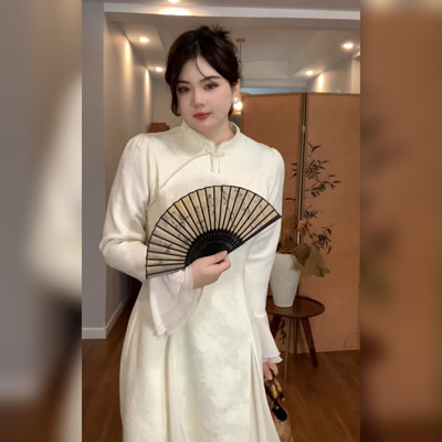 哒头.Studio【如烟】微胖mm大码2024新款新中式设计感显瘦连衣裙