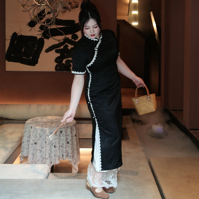 哒头.Studio【暗香】微胖大码庄重典雅大气改良京派旗袍连衣裙