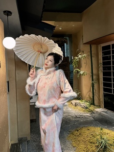 胭脂桃粉 连衣裙套装 新中式 显瘦2023新款 微胖mm大码 哒头studio