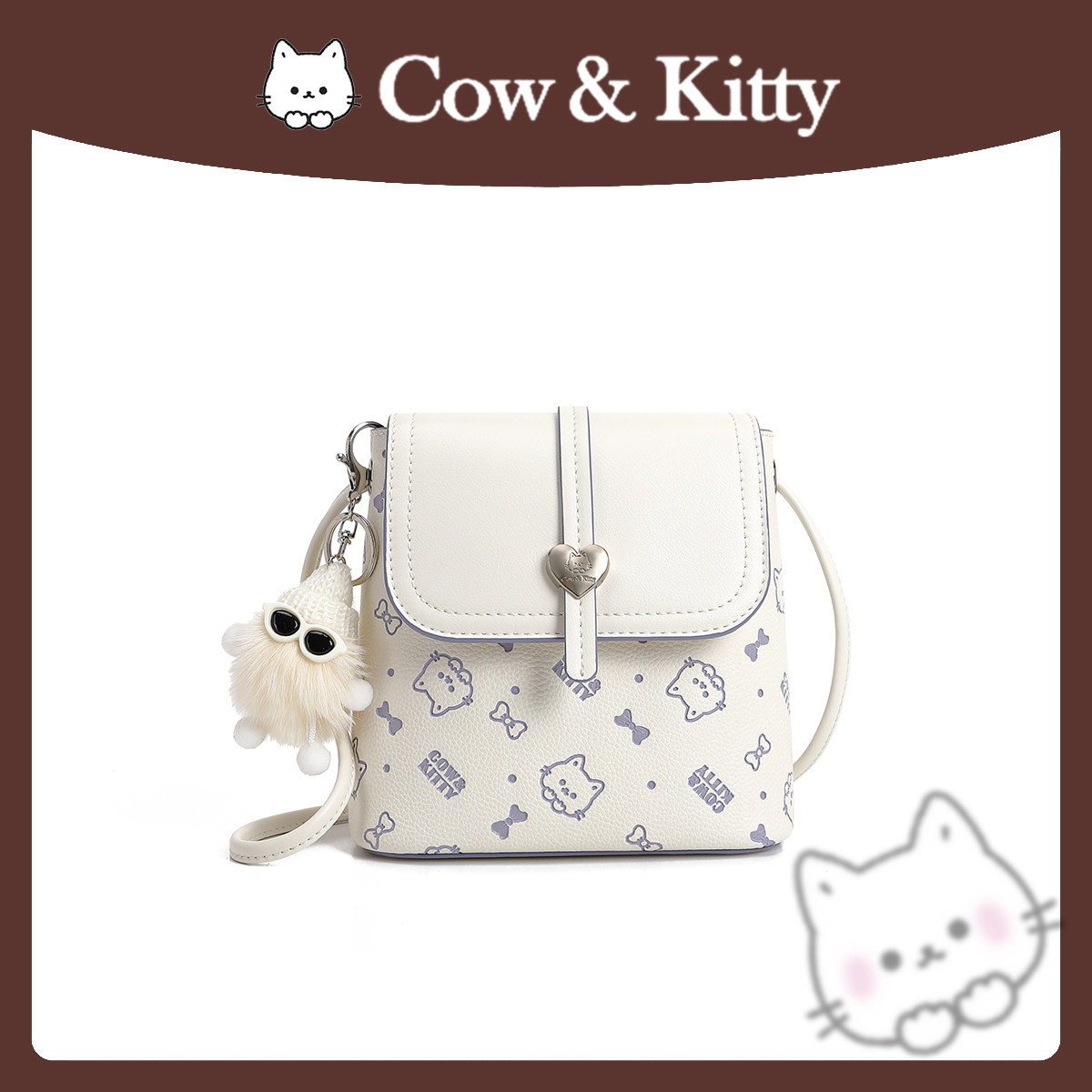 【刘叮当甄选】Cow&Kitty/潮流时尚通勤布偶桶包单肩斜挎8002紫