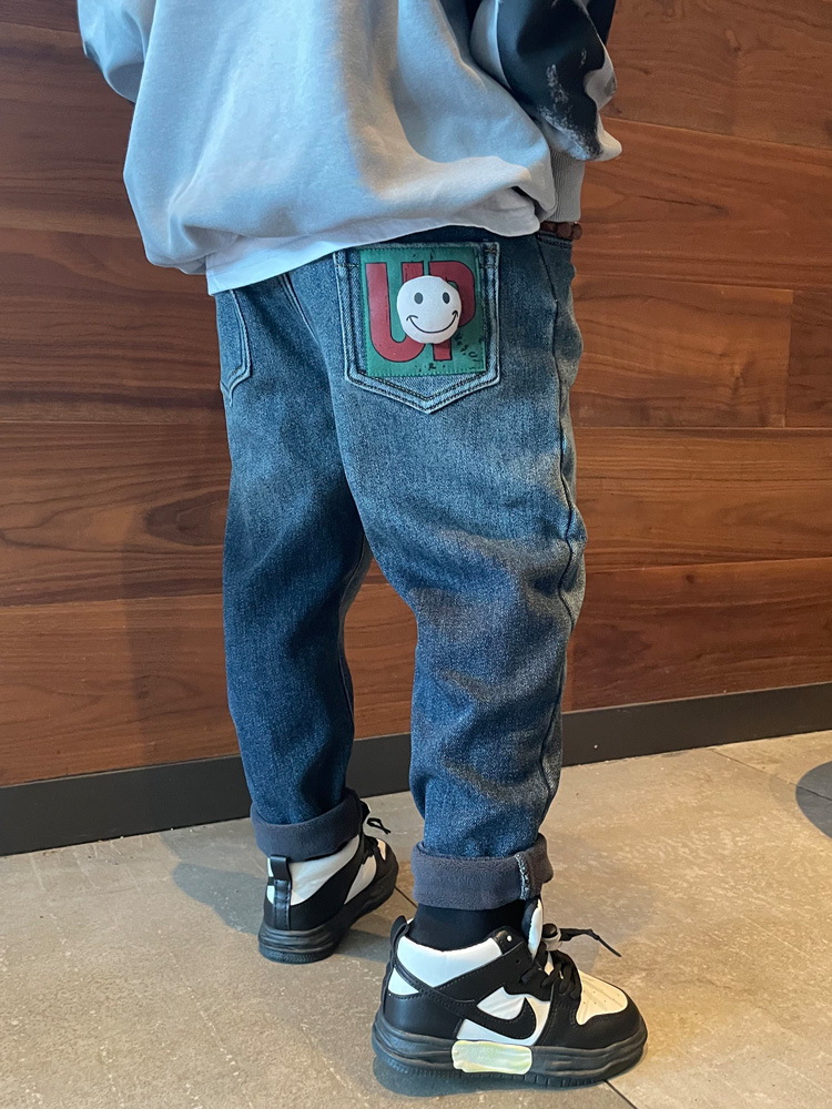 男童加绒牛仔裤子冬季长裤