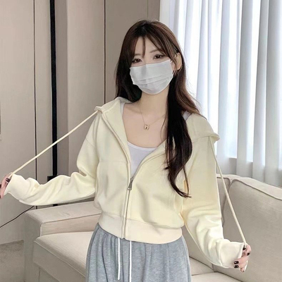 小个子短款卫衣拉链外套女显瘦春秋冬款连帽开衫ins2024新款爆款