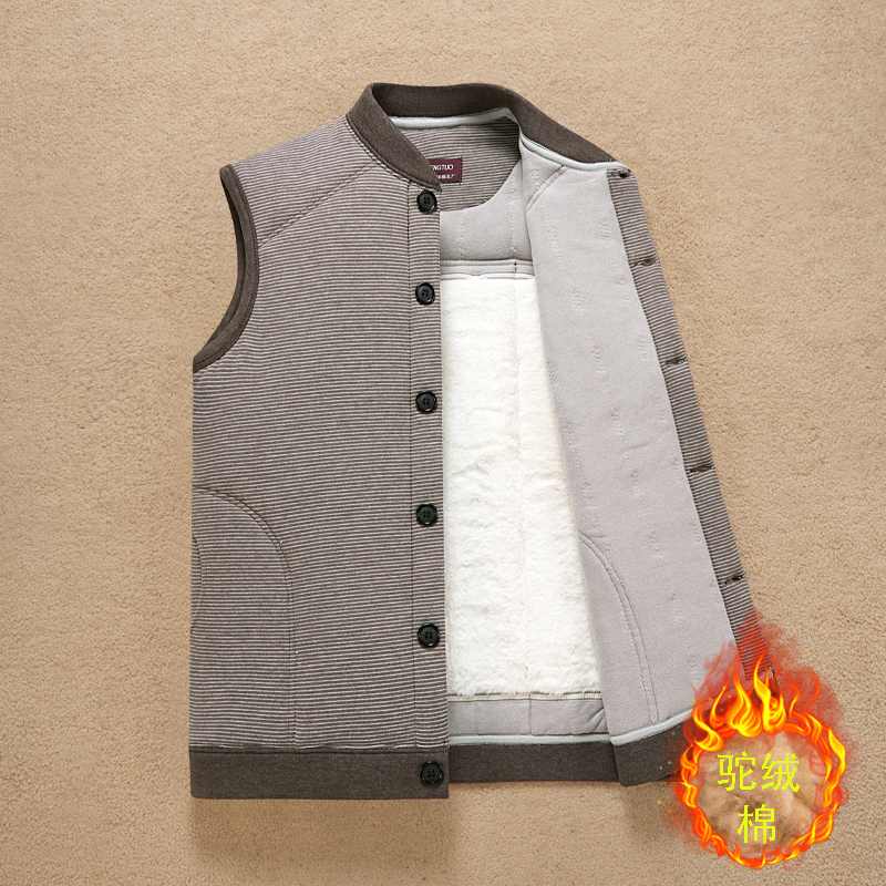 蒙驼冬季中老年男驼绒加厚马甲