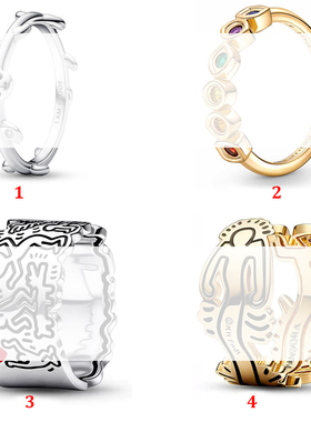 潘家S92纯银联名款艺术品系列破浪人宽边开口无限树叶戒指对戒