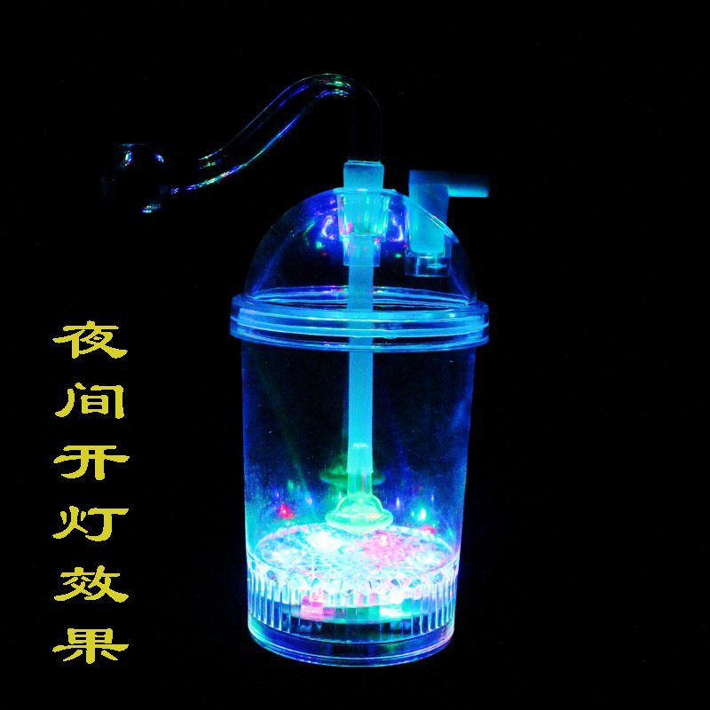 亚克力水烟壶底部带灯水烟斗双重过滤白色软管水烟袋可拆卸水烟枪