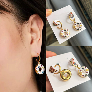 高品质 出口欧美大牌原单咖啡甜甜圈系列面包圈耳环女