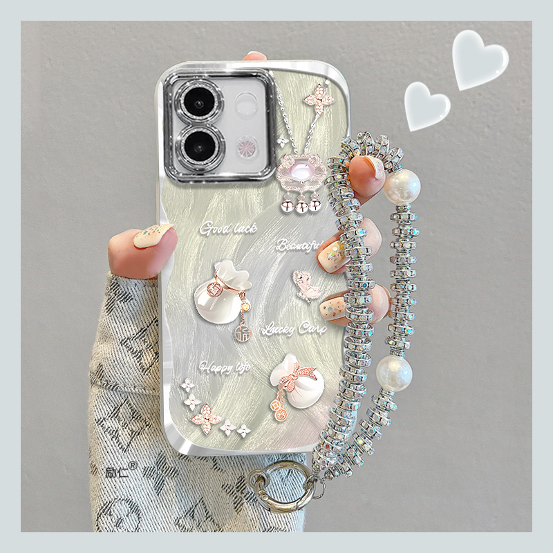 闪粉镜头羽纱纹红米手机壳简约